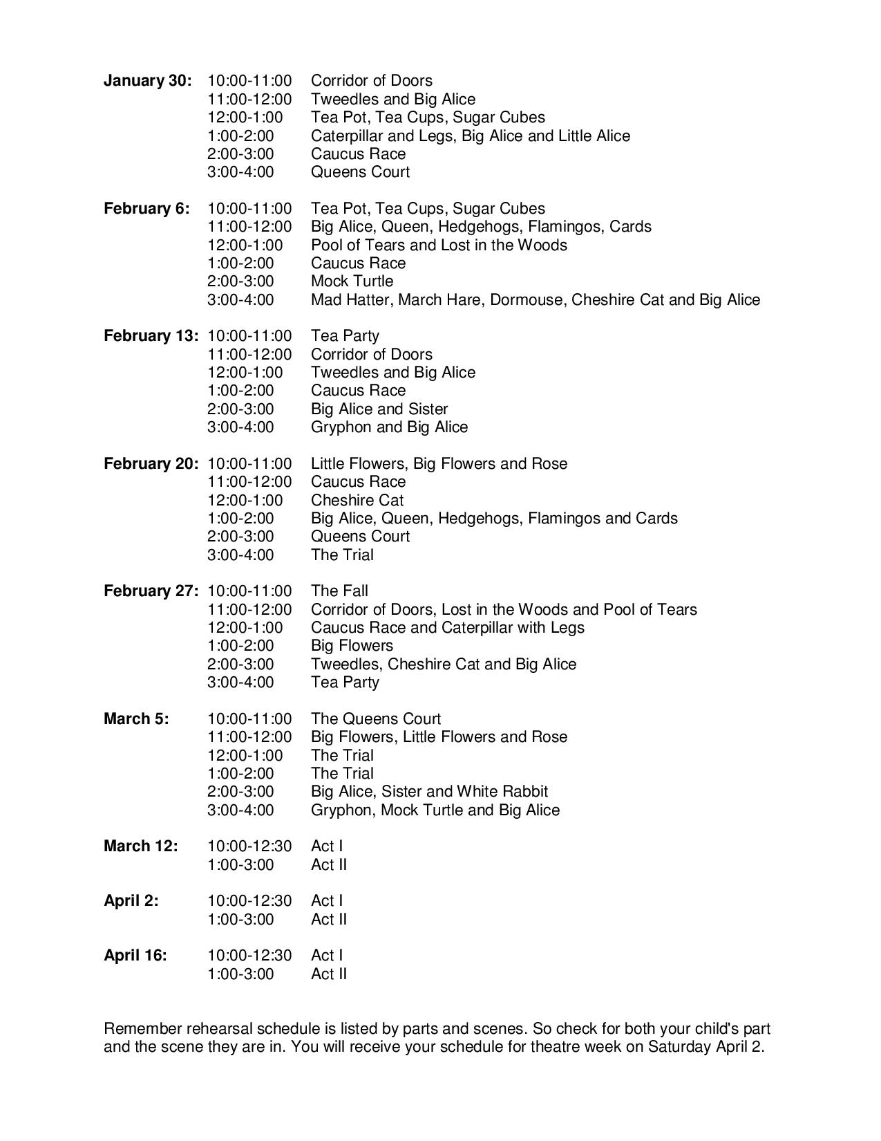Rehearsal & Costume Fitting Schedules | Western Arkansas Ballet